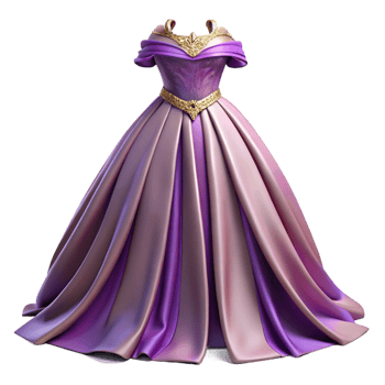 Purple and Gold 3D Dress Illustration png