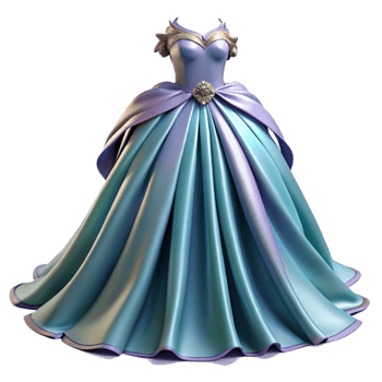 Elegant Blue and Purple Ball Gown png