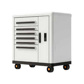 Heavy-duty garage storage cabinet white png