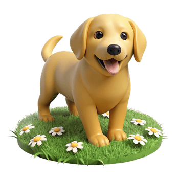 Cute 3D Puppy Illustration on Grass png