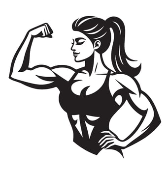 Silhouette of a Woman Bodybuilder, Fitness Logo Design vector