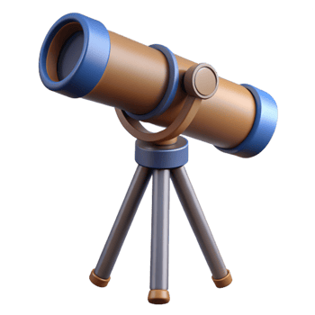 3D Cartoon Telescope Illustration png
