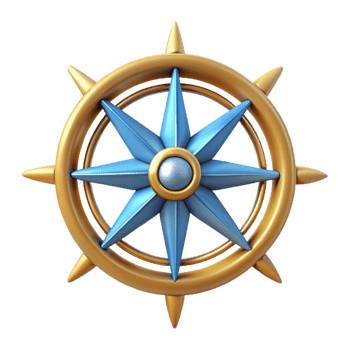 Golden Compass with Blue Star png