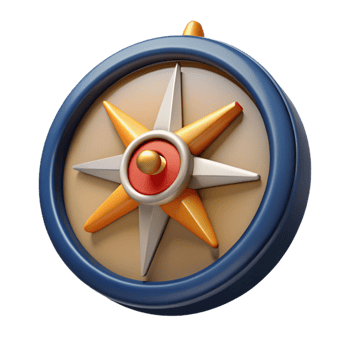 3D Compass Icon Navigation and Direction png
