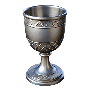 Ornate Silver Goblet with Intricate Designs png