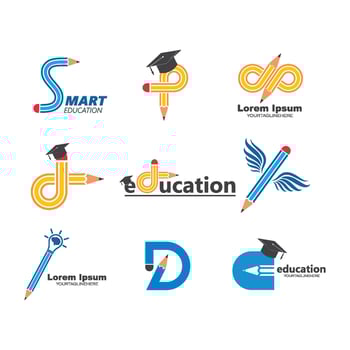 pencil illustration icon and logo of education vector