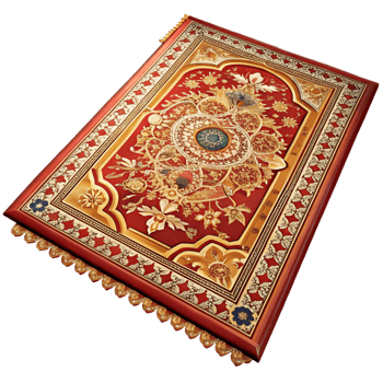 Ornate Red and Gold Rug with Floral Pattern png
