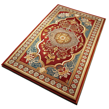 Intricate Floral Rug with Golden Frame png