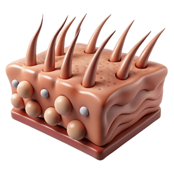 3D Skin Model Hair Follicles and Glands png