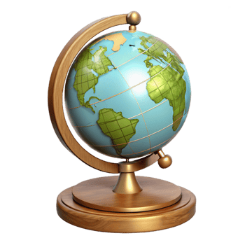 3D Render of a Wooden Globe png