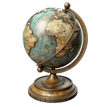 Antique Globe with Detailed Map png
