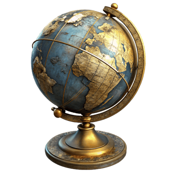Vintage Globe with Gold Accents png