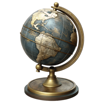 Antique Globe with Gold Stand png