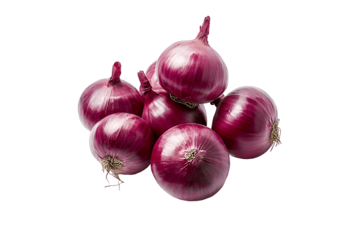 Red onions whole and cut in half on a transparent background png