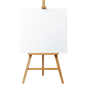 An easel with a white canvas on it png