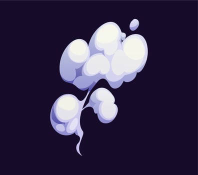 Cartoon white smoke cloud, traffic fume vector