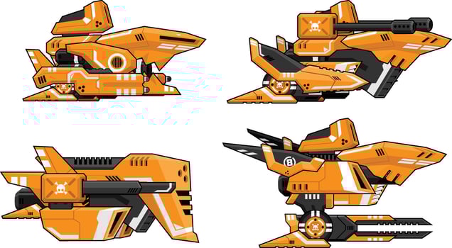 Large Sized Side Scroller Space Shooter Ship Game Sprite vector