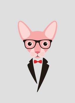 Portrait of cat, wearing glasses, like a lady, cool style, cosplay vector