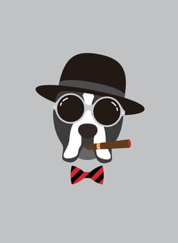 Portrait of boxer dog, wearing something, like a boss, cool style vector