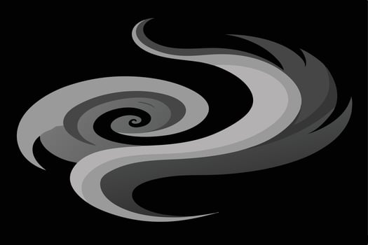 Abstract Gray Spiral Design on Black Background. vector