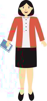 Image of Female Teacher Carrying Book vector
