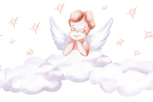 Seamless border with angel in clouds. Isolated watercolor illustration for invitation design, cafe decoration, children's parties, Valentine's day, posters, postcards, fabric printing. png