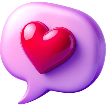 Heart is on top of a speech bubble png