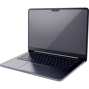 Laptop computer with a black screen 3D png