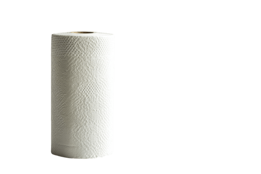 White paper towel roll on a neutral background for kitchen or cleaning use png