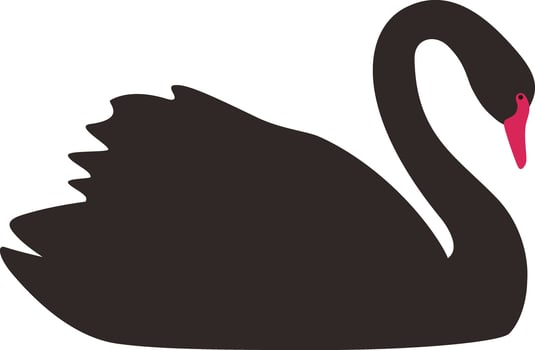 single elegance black swan flat icon, illustration vector