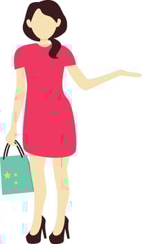 Girl Walking with Red Dress vector