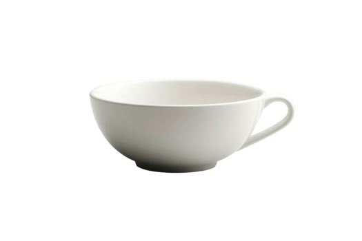 Minimalist white ceramic cup on a plain background ready for beverage or culinary presentation in a modern setting png