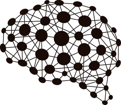 Artificial intelligence concept, Neuron and chip, illustration vector
