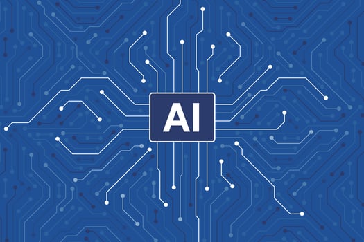 Microchip in the circuit board, Artificial intelligence concept. illustration vector