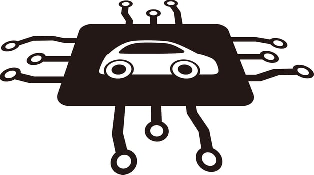 Autonomous self-driving concept, no touching, artificial intelligent, vector