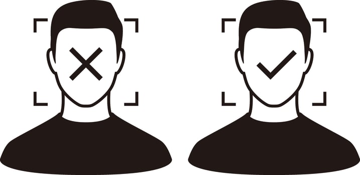 Face ID, facial Recognition System concept icons, biometric identification, personal verification, simple illustration vector