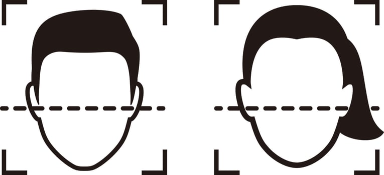 Face ID, facial Recognition System concept icons, biometric identification, personal verification, simple illustration vector