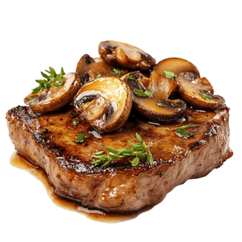 tasty Steak with mushrooms and herbs png