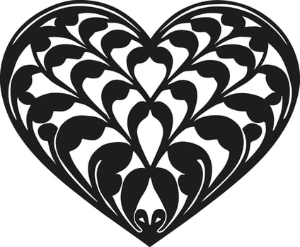 Intricate Floral Heart Silhouette Design vector