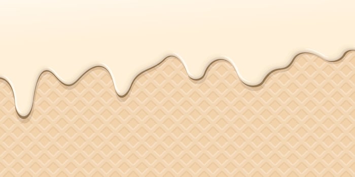 Melted vanilla ice cream drop on ice cream cone texture background graphic illustration. vector