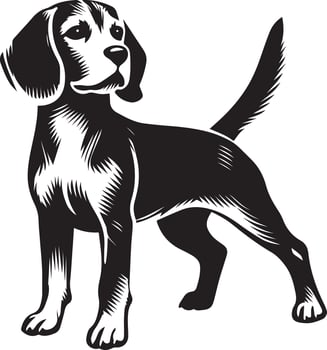 Beagle Silhouette Black and White Dog Illustration Design vector