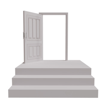 3d render of white stairs and door png