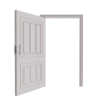 3d render of open white door. mockup template concept png