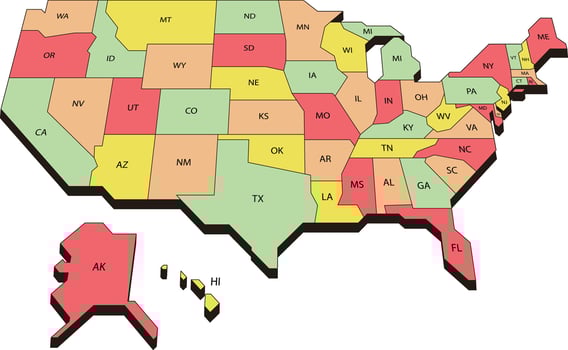 Map of American, 50 states in the United States vector