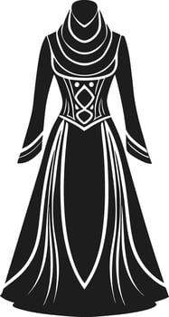 Elegant Gown Silhouette Illustration with Vintage Design vector