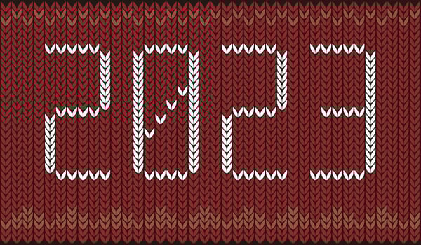 2023 text on knitting pattern, illustration vector