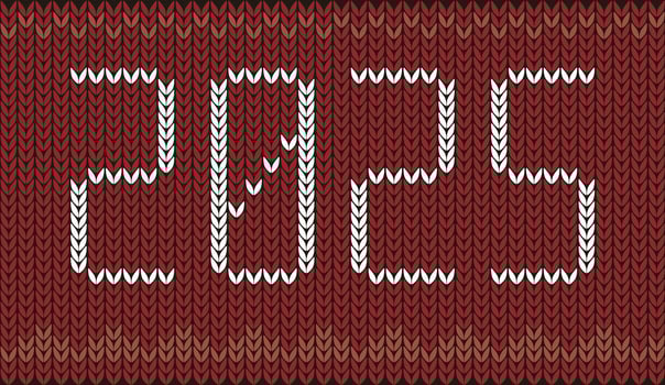 2025 text on knitting pattern, illustration vector