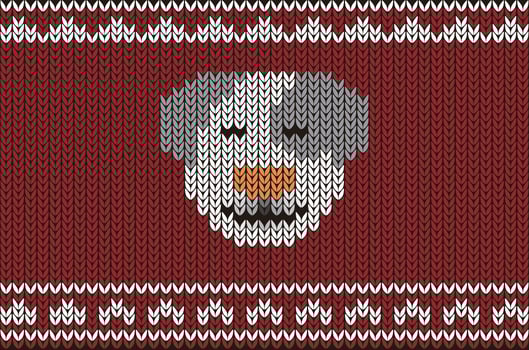 Cute dog on the knitting pattern, Happy new year, illustration vector