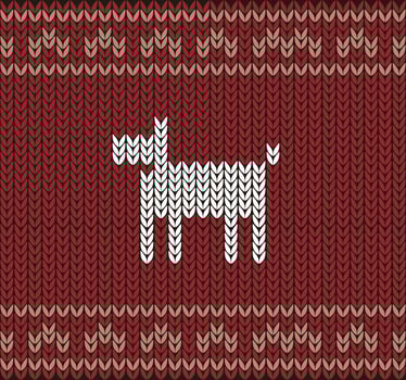 Dog on knitting pattern, Happy new year, illustration vector