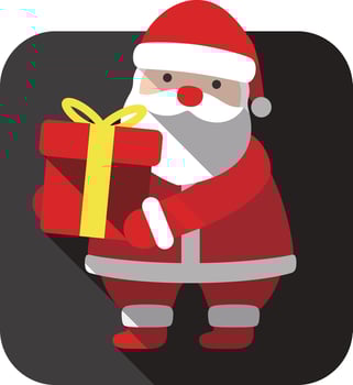Santa Claus holding gift box, simple Christmas element flat icon design vector